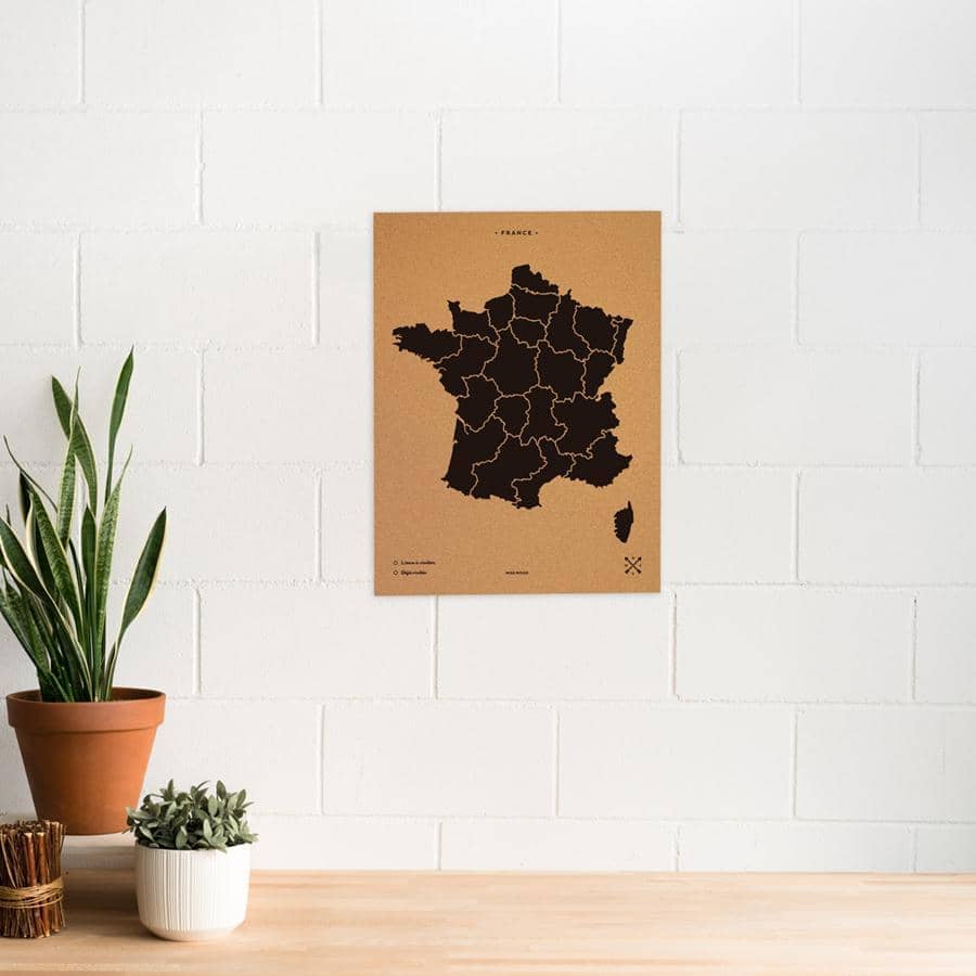 Mapa de corcho - Woody Map Natural Francia - Misswood