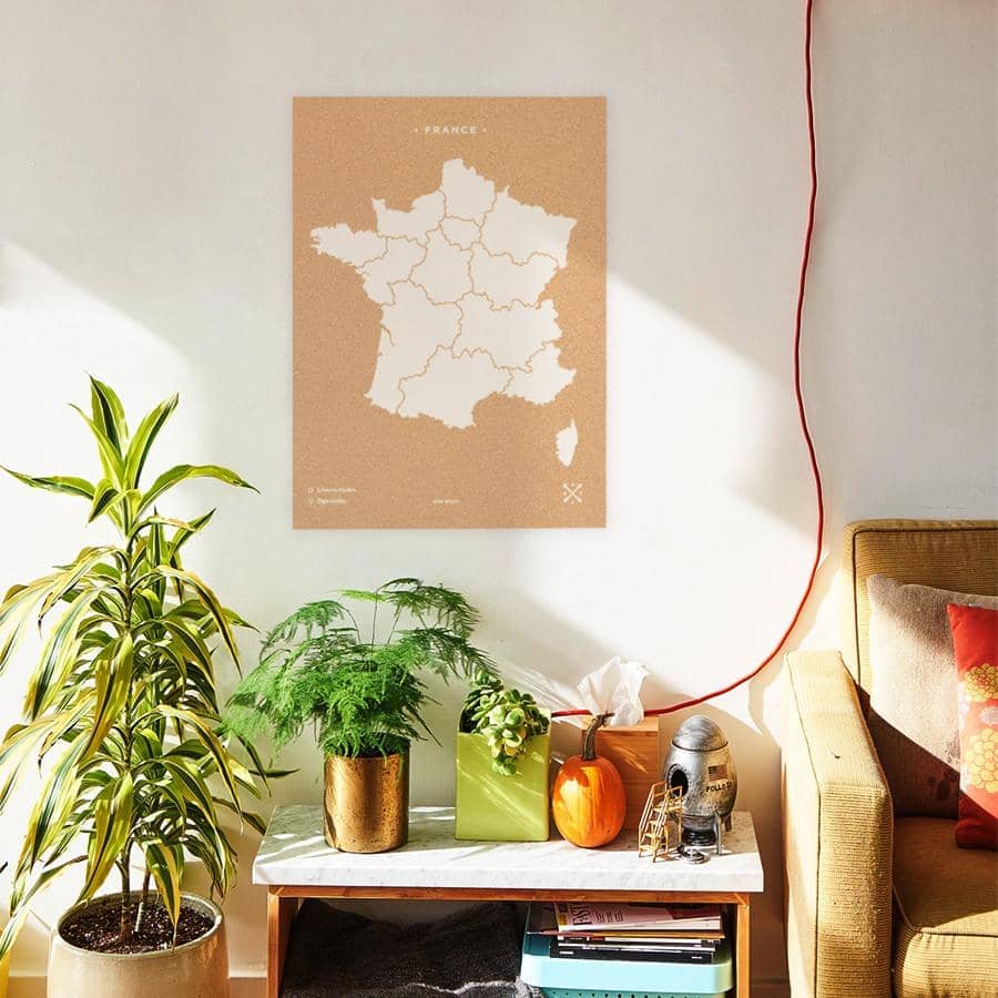 Mapa de corcho - Woody Map Natural Francia - Misswood