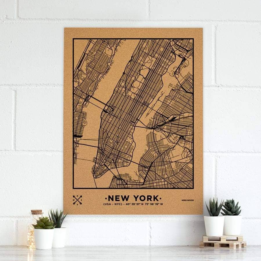 Mapa de corcho - Woody Map Natural Nueva York - Misswood