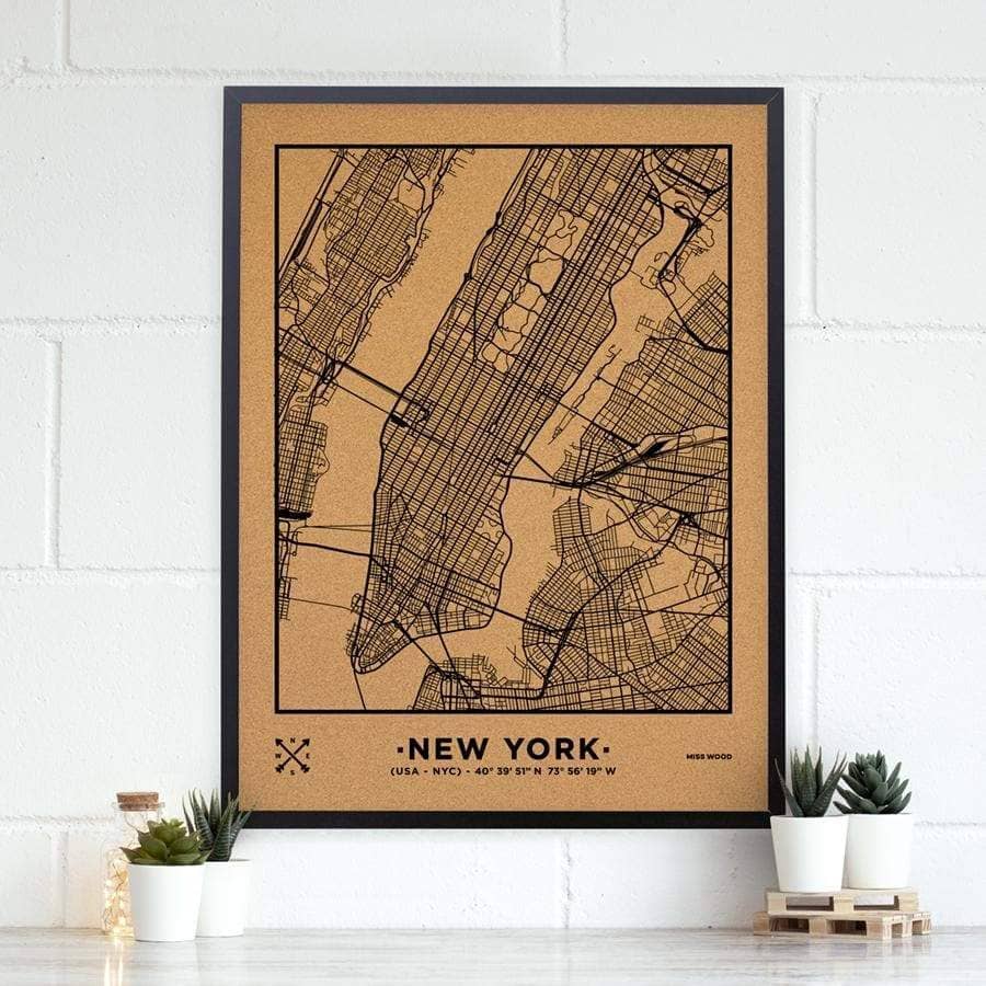 Mapa de corcho - Woody Map Natural Nueva York - Misswood