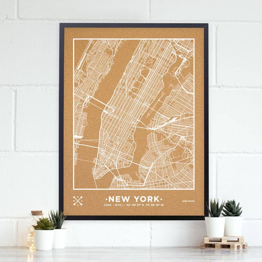 Mapa de corcho - Woody Map Natural Nueva York - Misswood